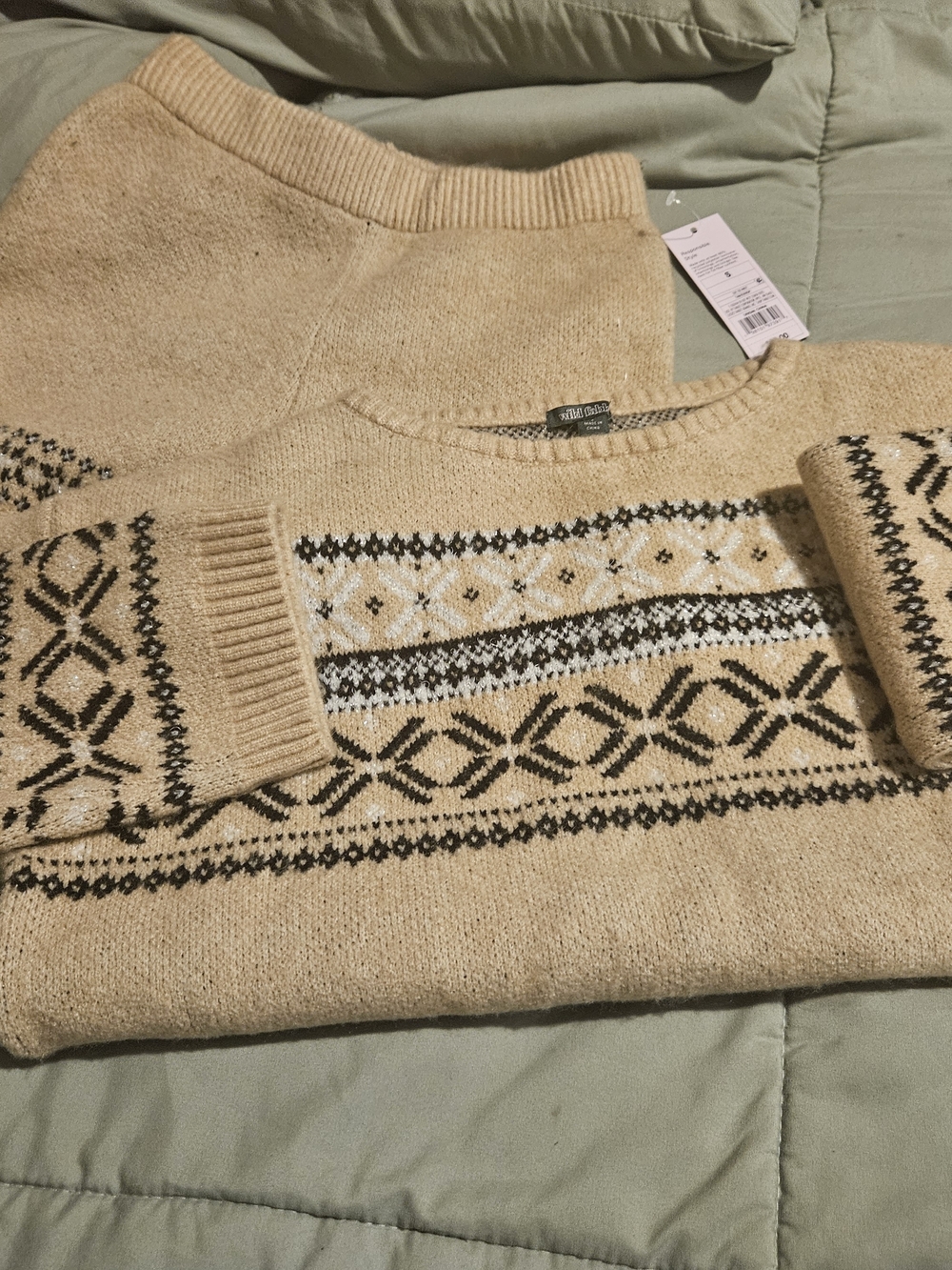 Target Tan Fair Isle Crewneck Sweater